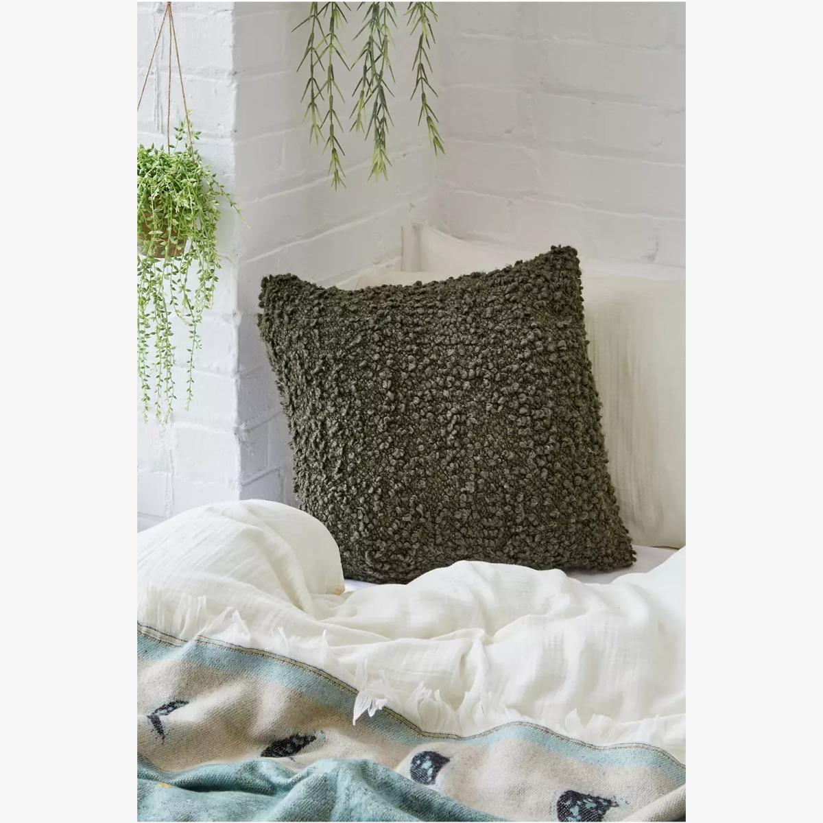 Olive Boucle Cushion - Khaki ALL at Urban Outfitters – image 1