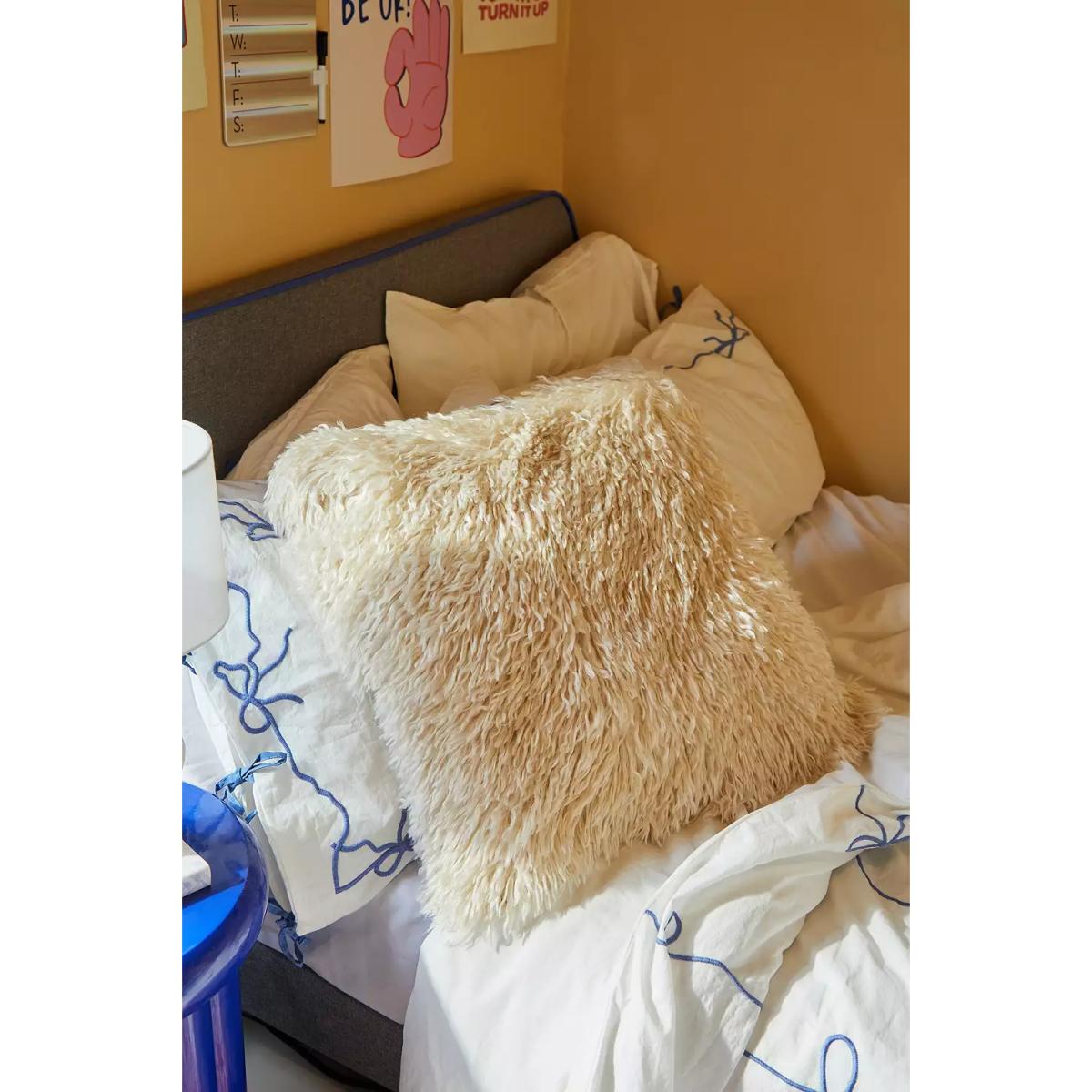 Ecru Faux Fur Cushion - Cream ALL at Urban Outfitters – image 2