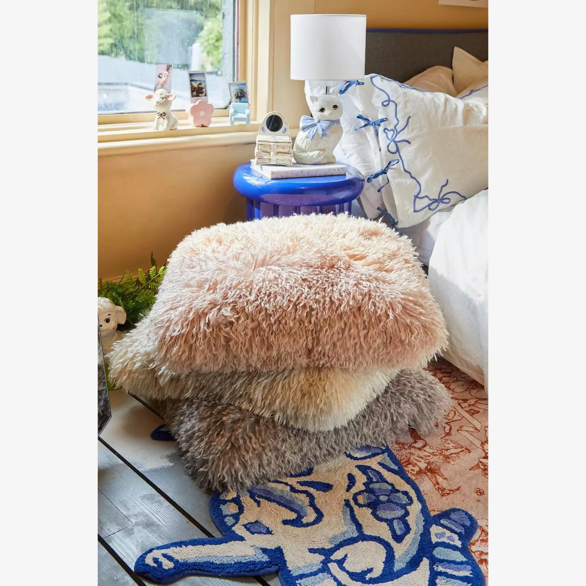 Ecru Faux Fur Cushion - Cream ALL at Urban Outfitters – image 1