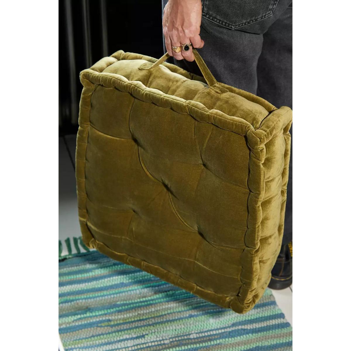 Green Velvet Floor Cushion - Light Green ALL at Urban Outfitters – image 3