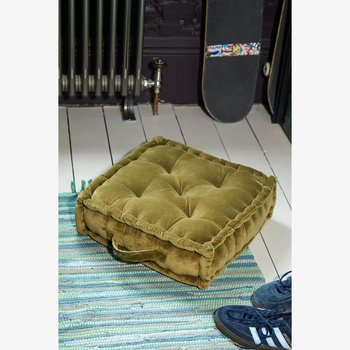 Green Velvet Floor Cushion - Light Green ALL at Urban Outfitters – image 1