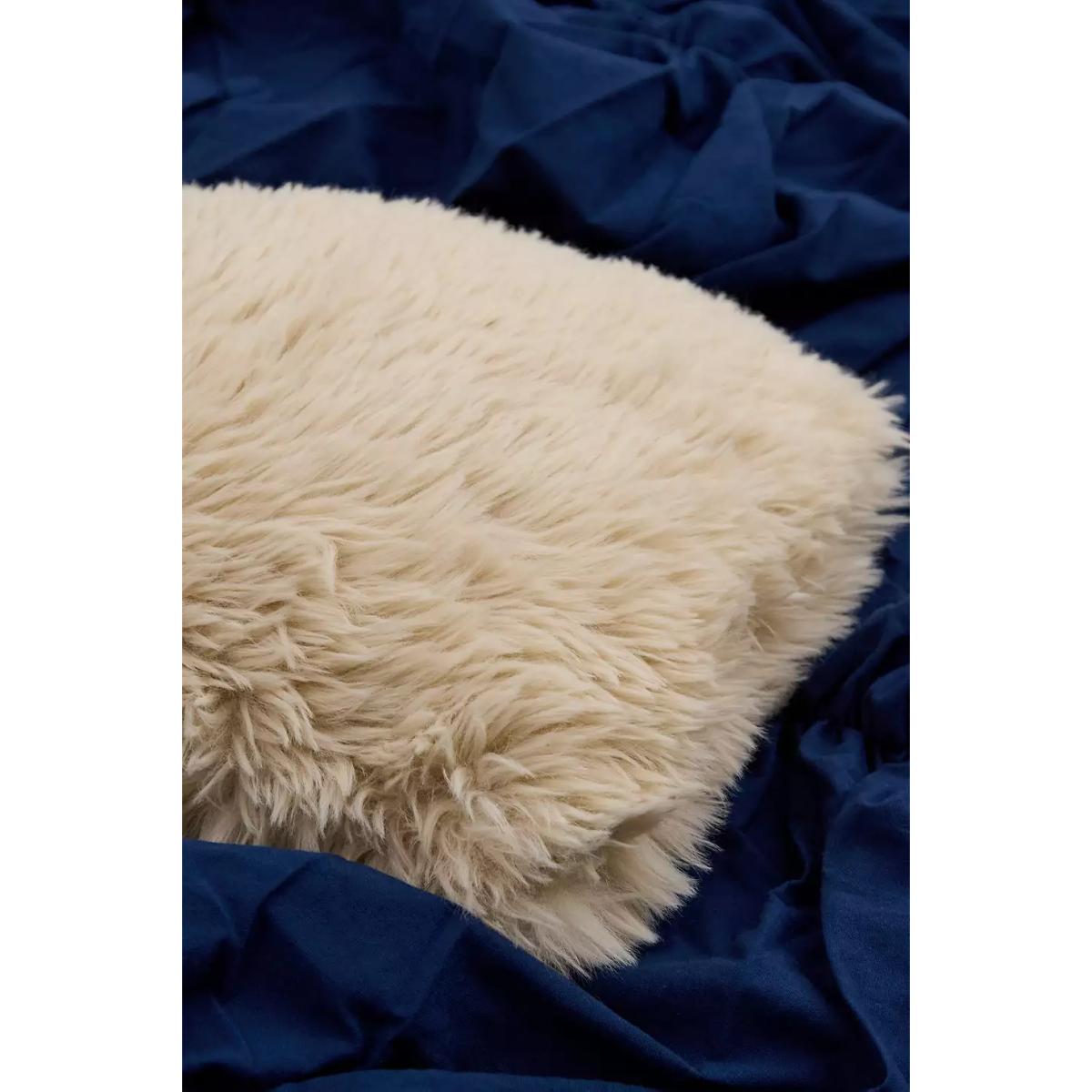 Ecru Faux Fur Mini Cushion - Neutral 25cm x 25cm at Urban Outfitters – image 2