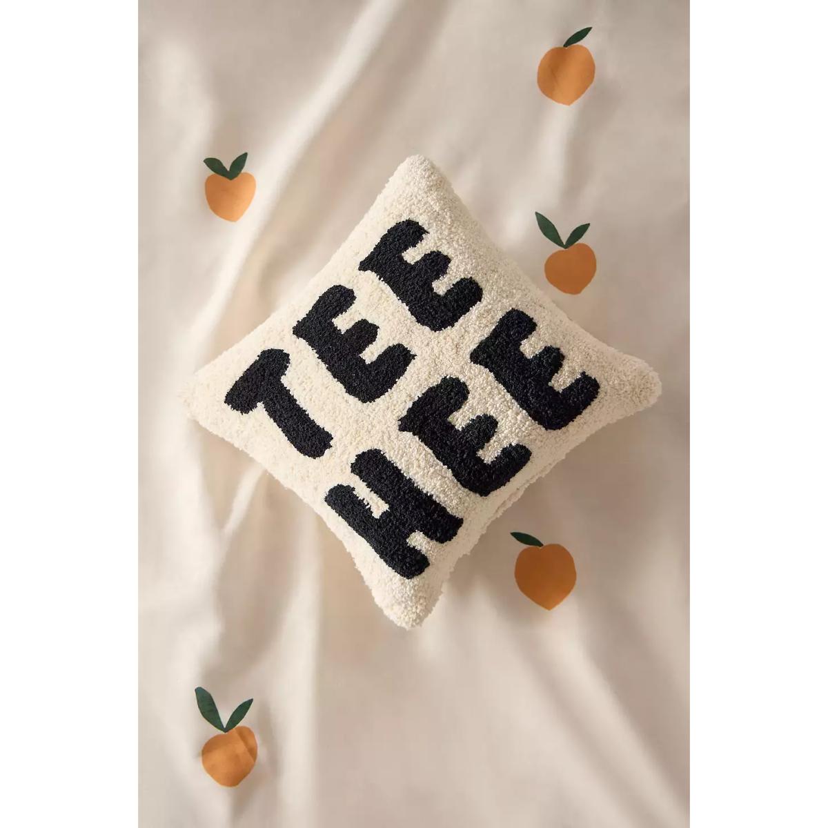Tee Hee Mini Cushion - Black/White 25cm x 25cm at Urban Outfitters – image 2