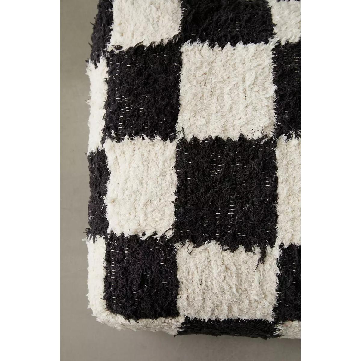 Urban Outfitters Checkerboard Shaggy Floor Cushion - Black/White ALL – image 3