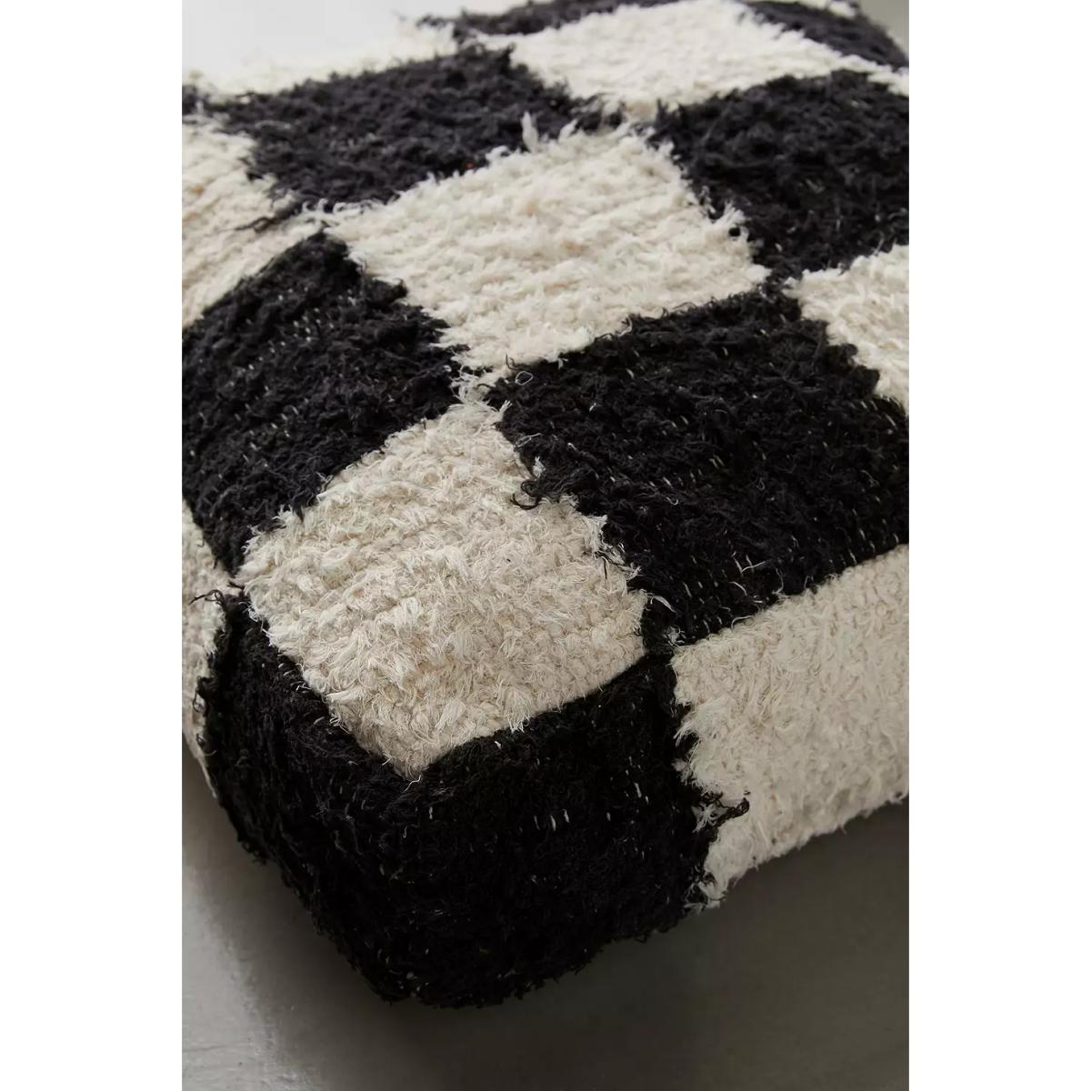 Urban Outfitters Checkerboard Shaggy Floor Cushion - Black/White ALL – image 4