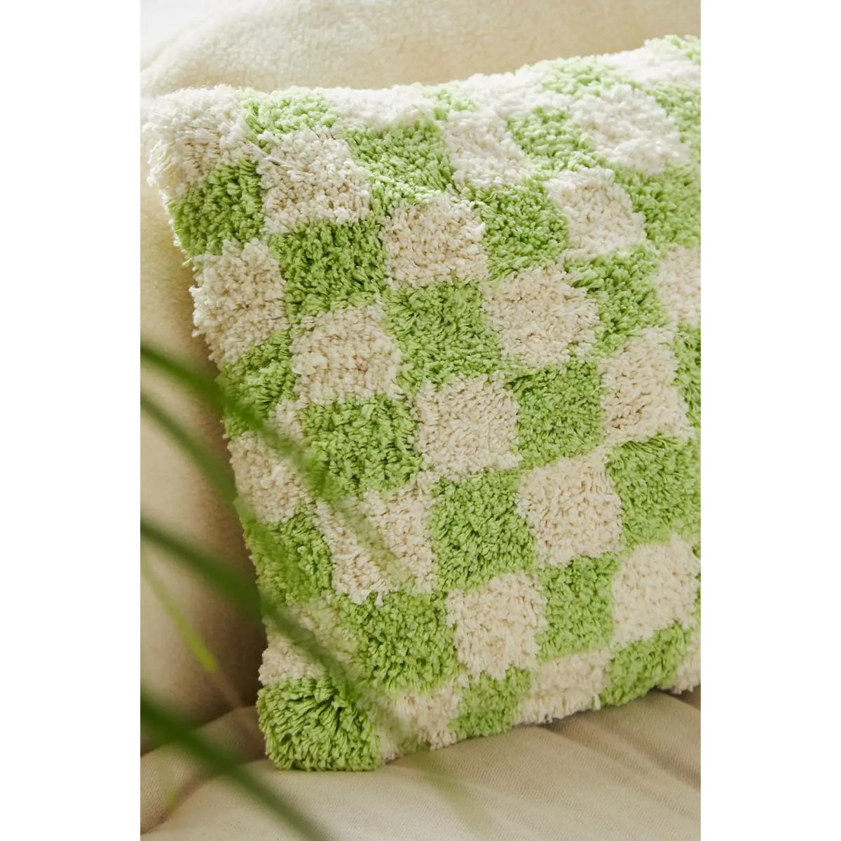 Urban Outfitters Mini Lime Checkerboard Tufted Cushion - Lime ALL – image 2