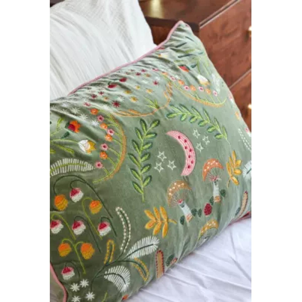 Woodland Embroidered Cushion - Mint ALL at Urban Outfitters – image 5