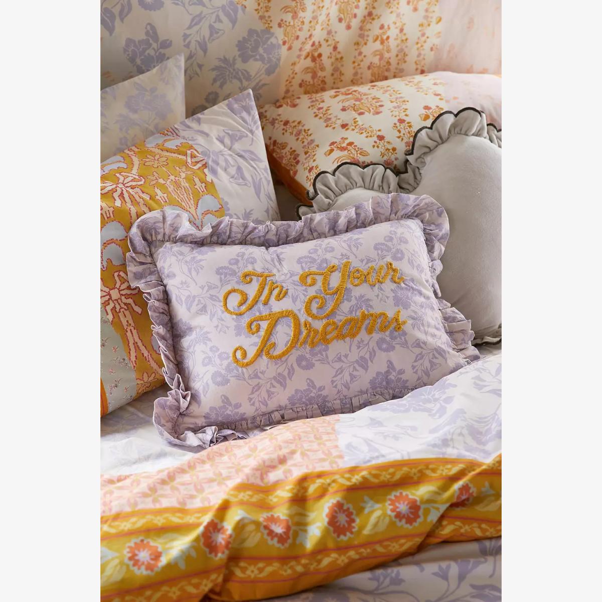In Your Dreams Ruffle Cushion - Light Blue ALL at Urban Outfitters – image 1