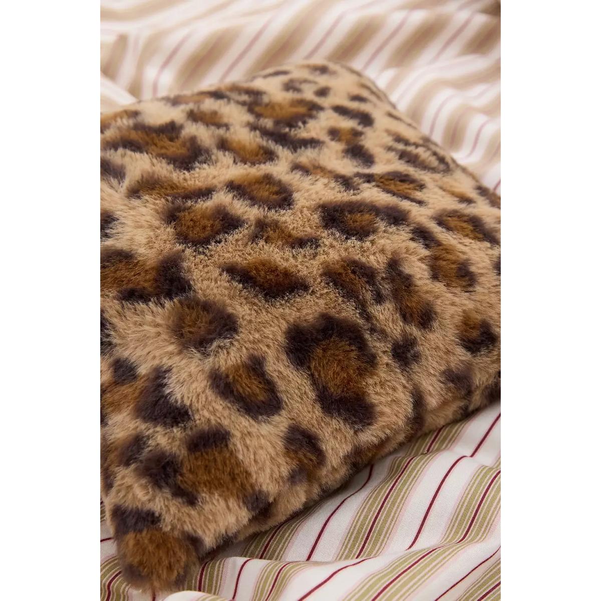 Leopard Print Faux Fur Mini Cushion - Brown 25cm x 25cm at Urban Outfitters – image 2