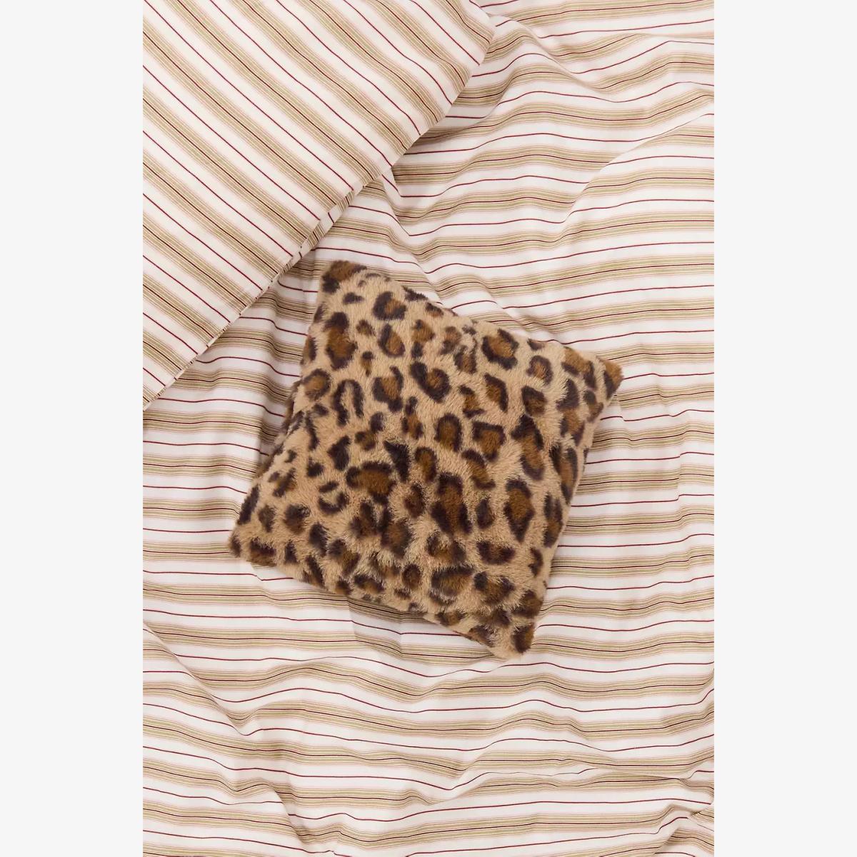 Leopard Print Faux Fur Mini Cushion - Brown 25cm x 25cm at Urban Outfitters – image 1