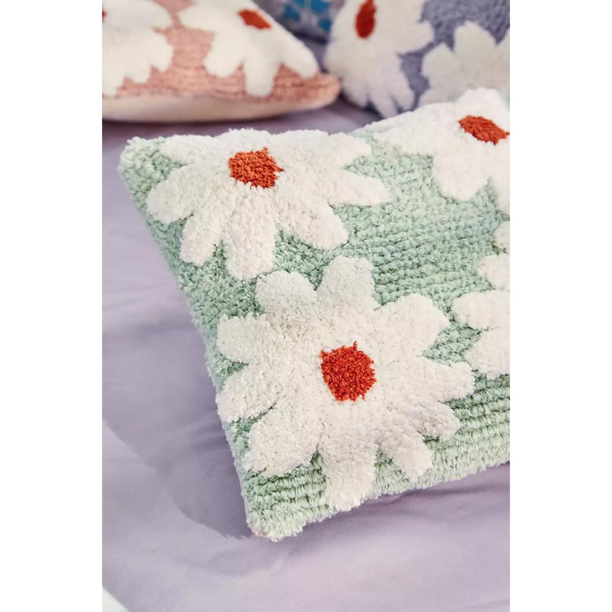 Urban Outfitters Mini Sage Daisy Tufted Cushion - Light Grey ALL – image 2