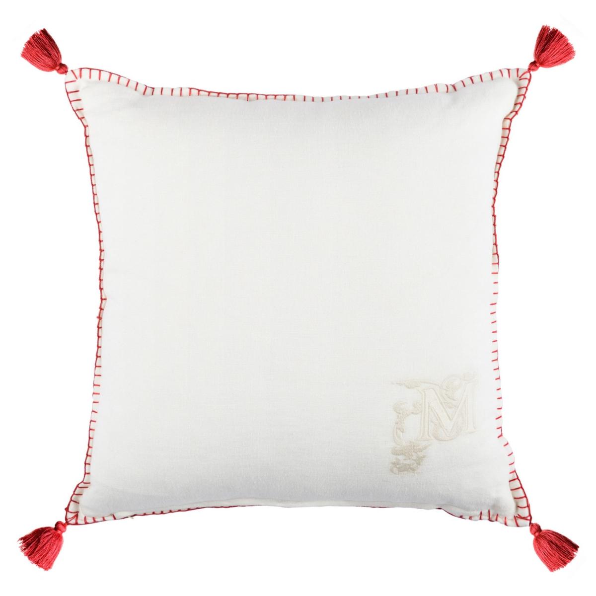 Green / White / Red Transylvanian Suzani Linen Cushion By Mindthegap – image 2