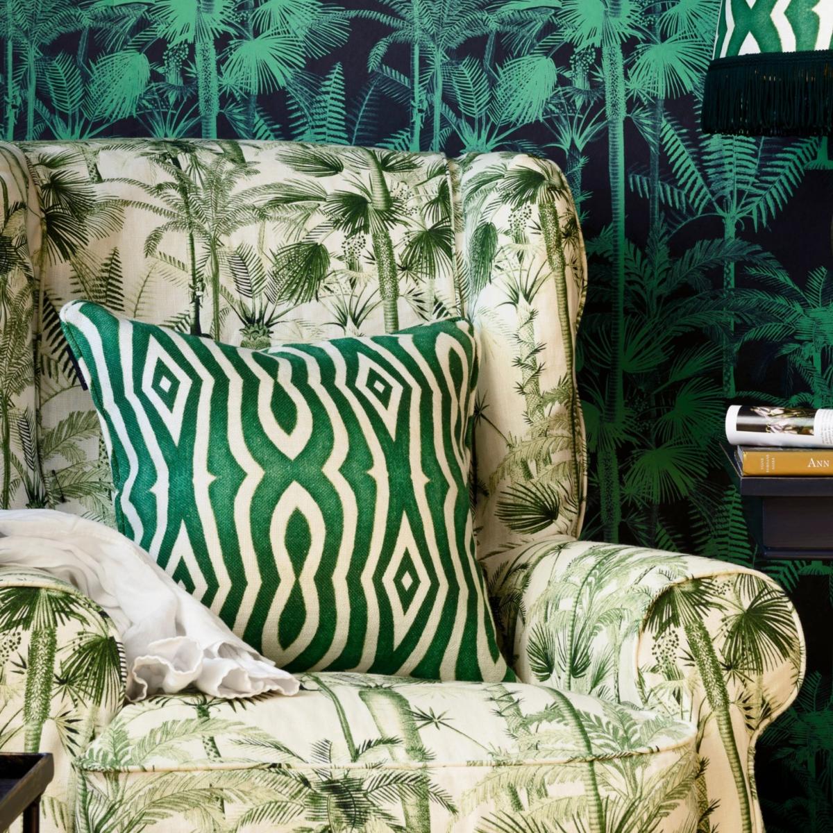 Green / White Riverside Linen Square Cushion By Mindthegap – image 2