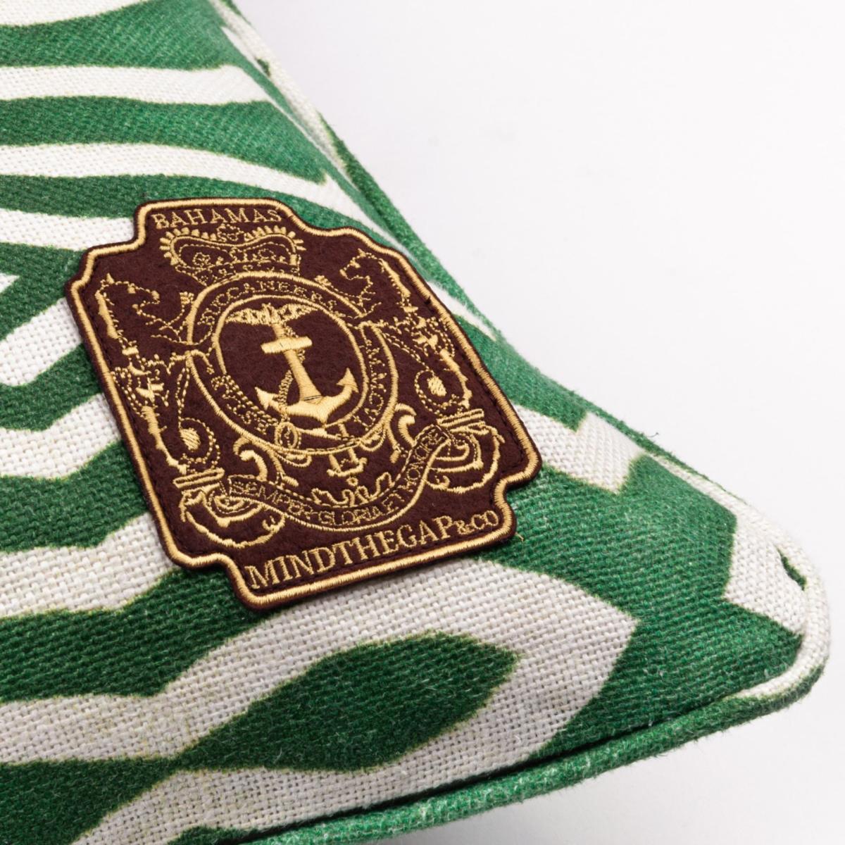 Green / White Riverside Linen Square Cushion By Mindthegap – image 3