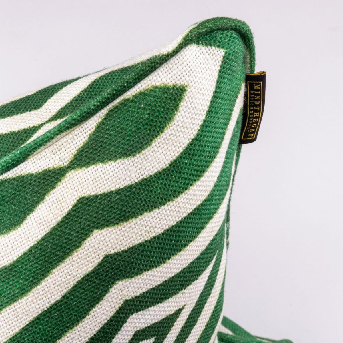 Green / White Riverside Linen Square Cushion By Mindthegap – image 4