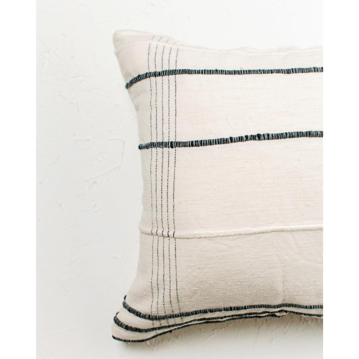 Blue / White Ribbons Throw Pillow Cover Natural + Navy One Size Acacia Creations – image 2