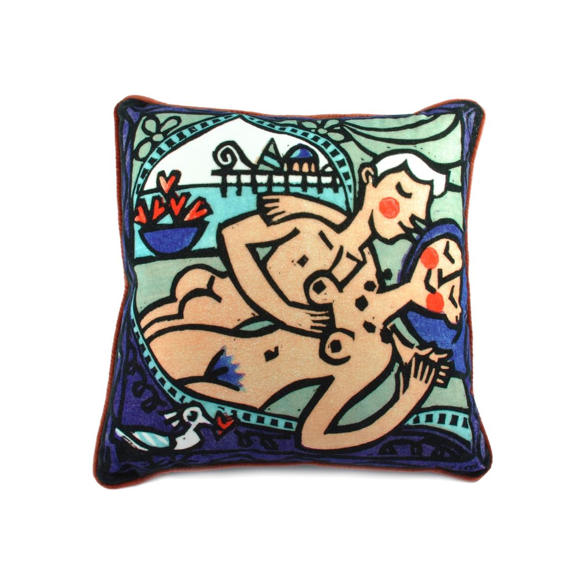 Blue Brighton Silk Cushion David Watson – image 1