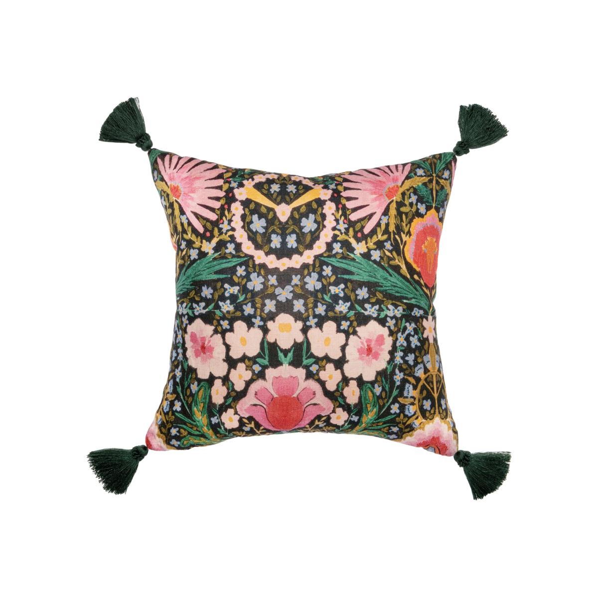 Green / Black / Yellow Susie Q Linen Square Linen Cushion By Mindthegap – image 1