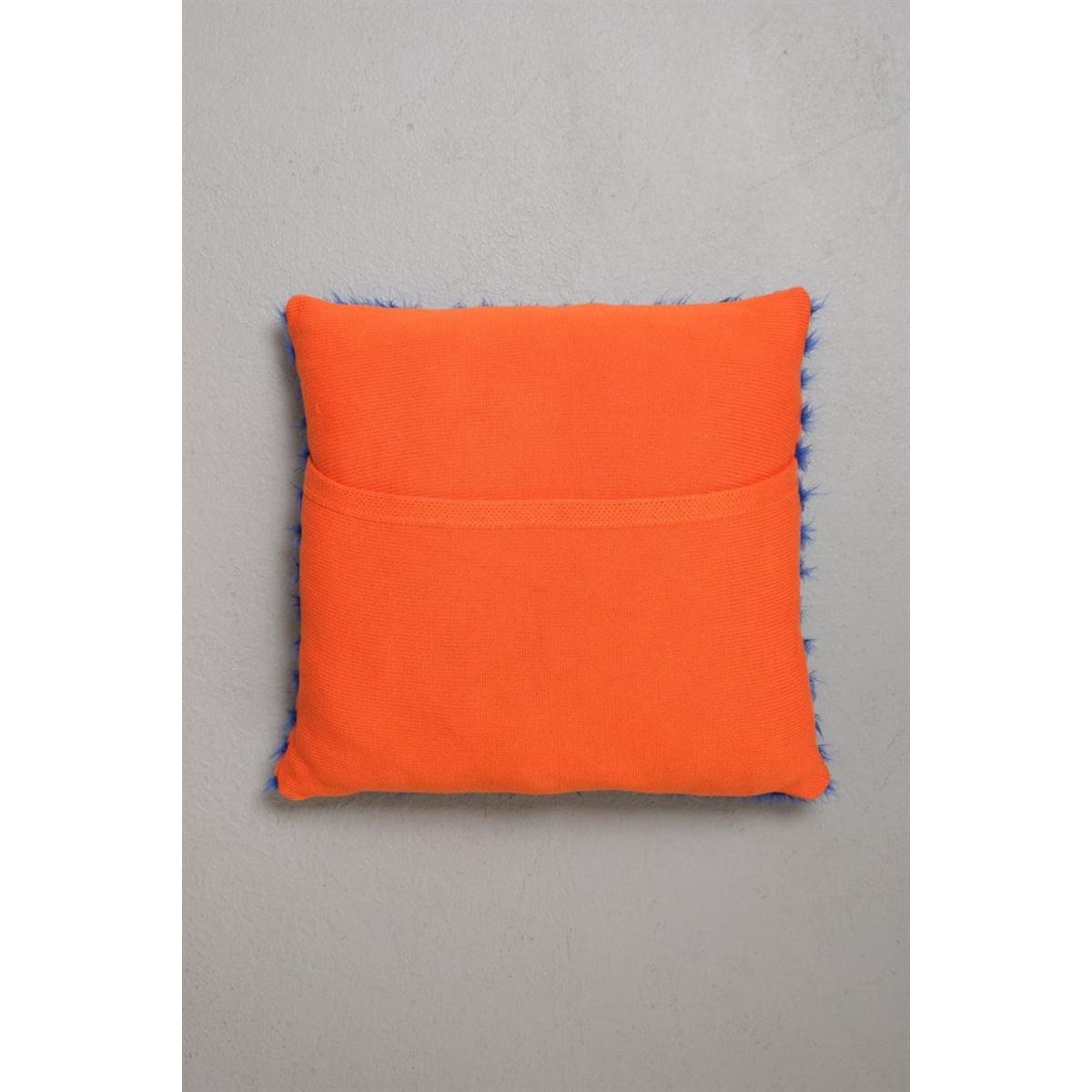 Havana Knitwear Fluffy Throw Pillow Case - Orange/Royal Blue One Size Peraluna – image 2
