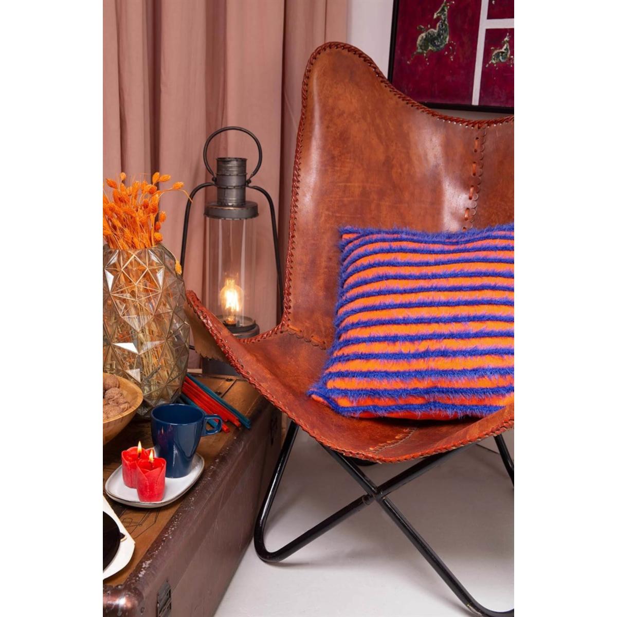Havana Knitwear Fluffy Throw Pillow Case - Orange/Royal Blue One Size Peraluna – image 5