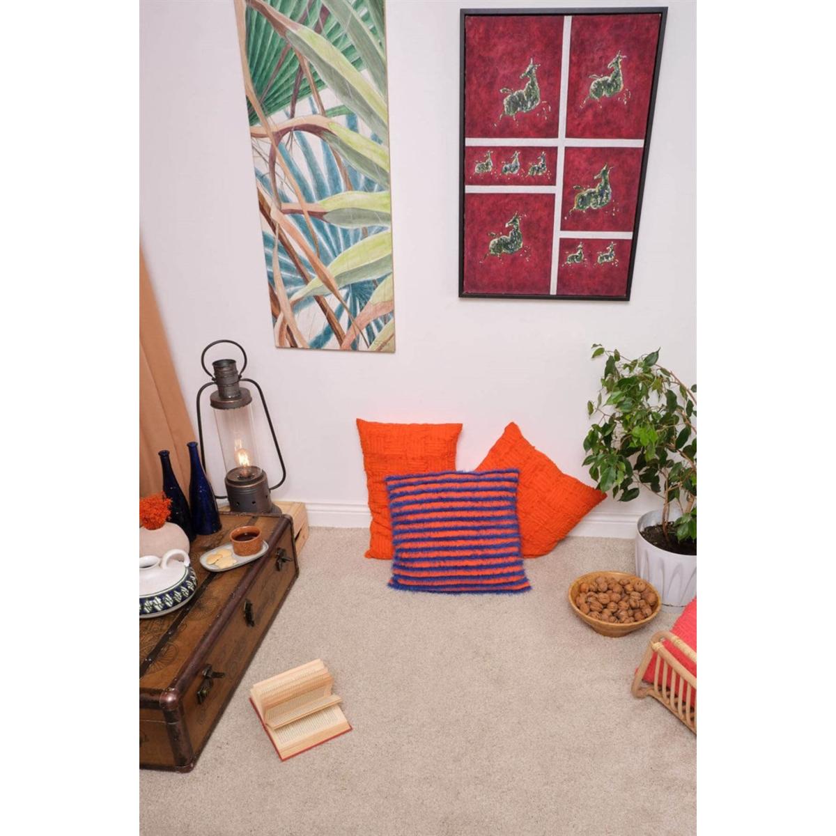 Havana Knitwear Fluffy Throw Pillow Case - Orange/Royal Blue One Size Peraluna – image 7