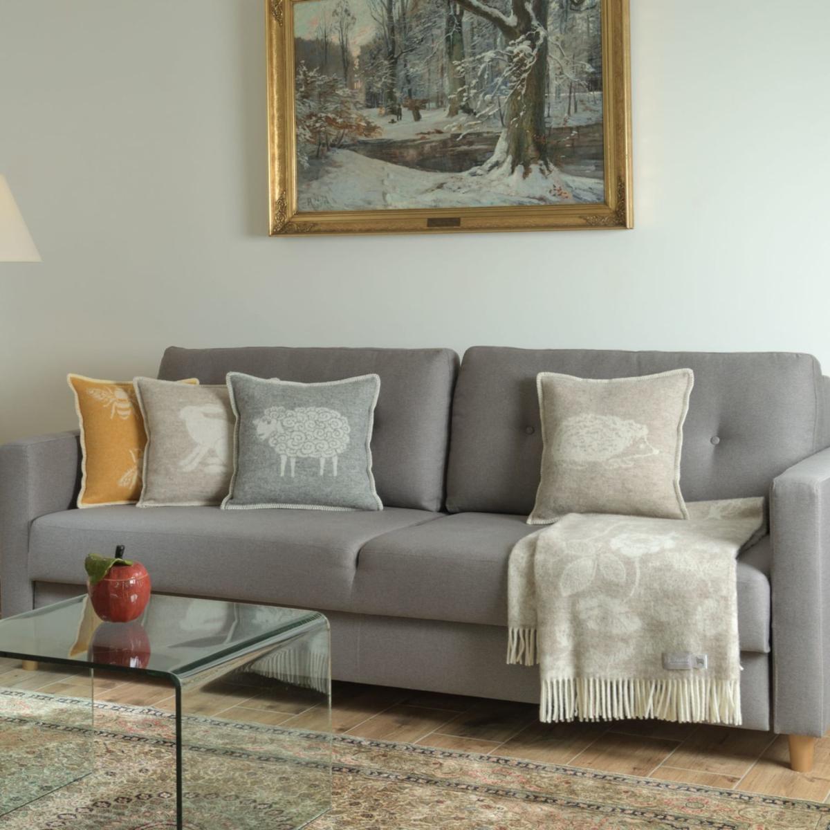 Brown / White Hare Wool Cushion J. j.textile – image 10