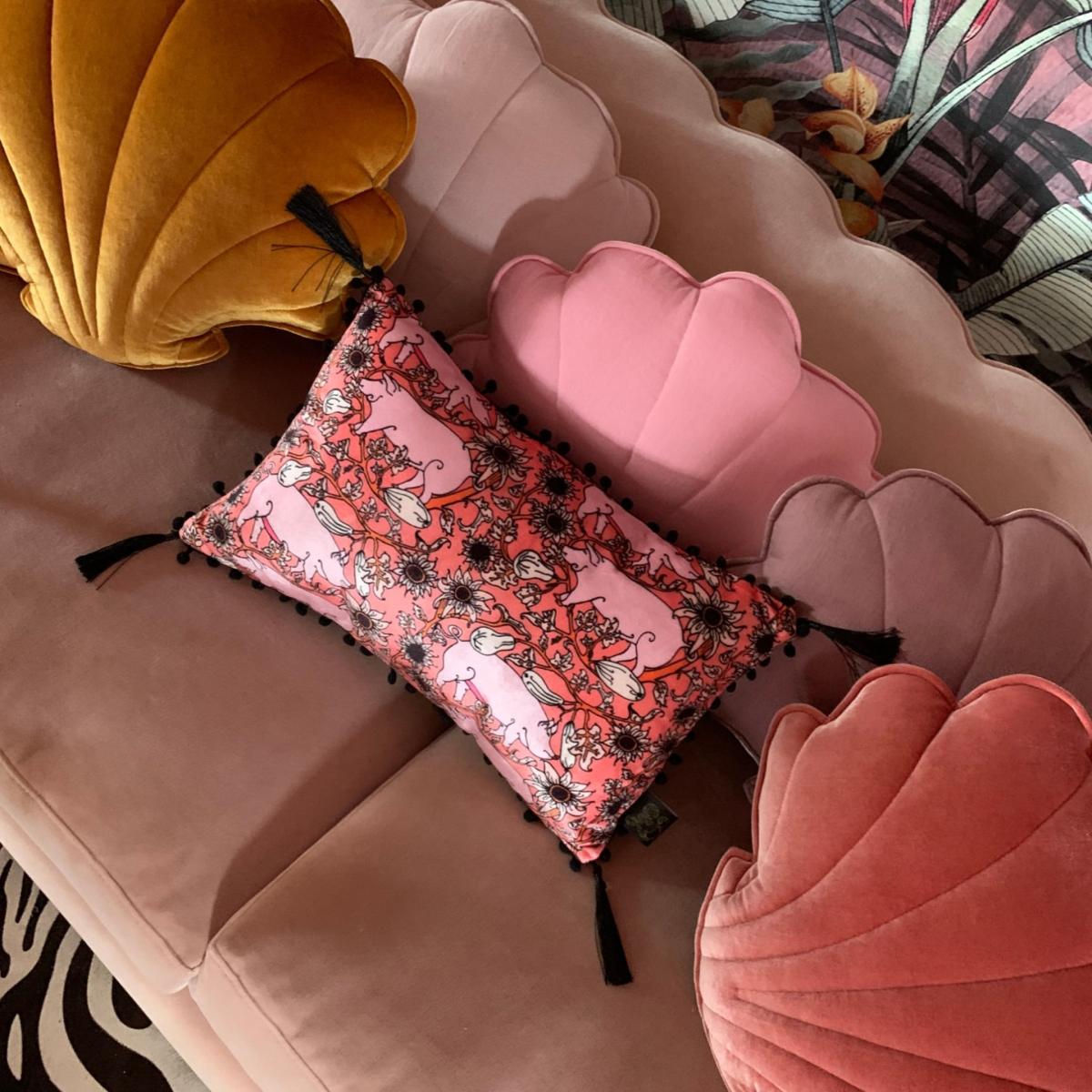 Pink / Purple The Country Pig Coral Rectangle Cushion Laura B Interiors – image 2