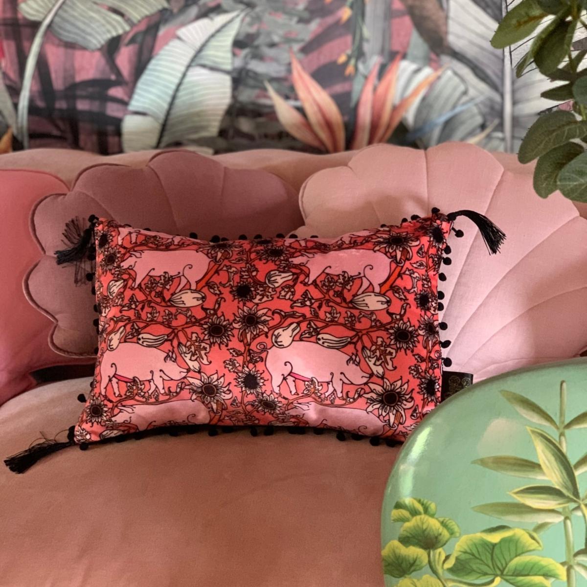 Pink / Purple The Country Pig Coral Rectangle Cushion Laura B Interiors – image 3