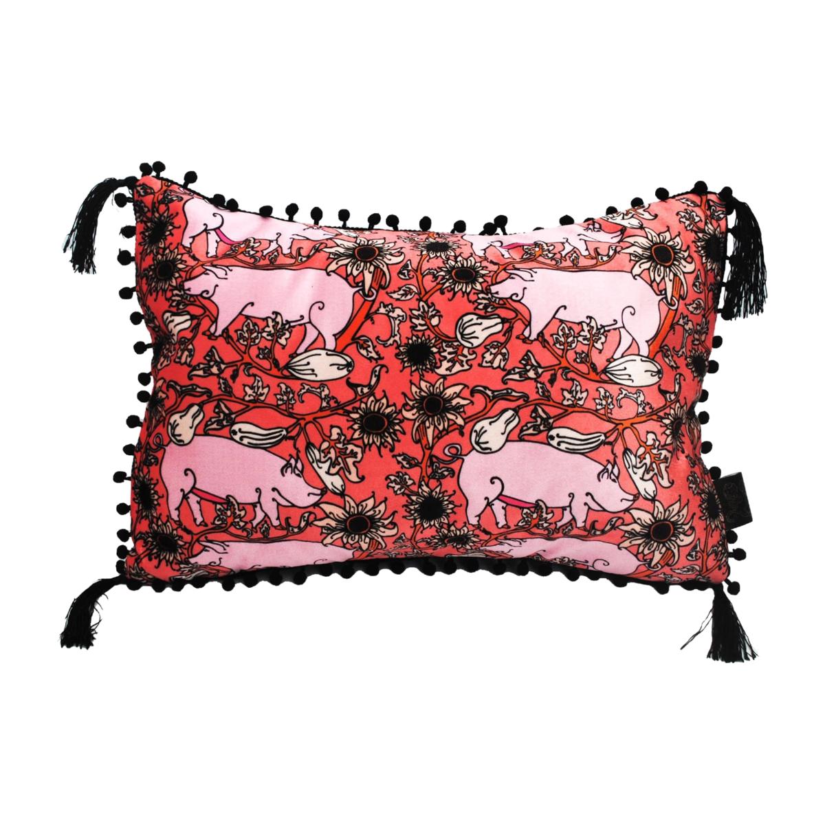Pink / Purple The Country Pig Coral Rectangle Cushion Laura B Interiors – image 1