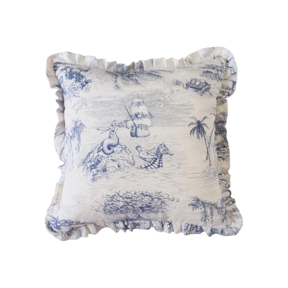 Blue / White Navigo Navy Pleat Cushion Wildmore – image 1