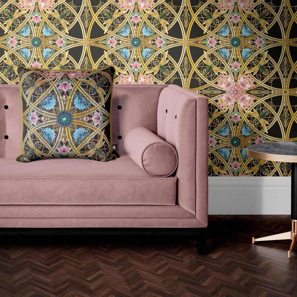 Gold / Black Zellandine Noir Velvet Cushion The Curious Department – image 3