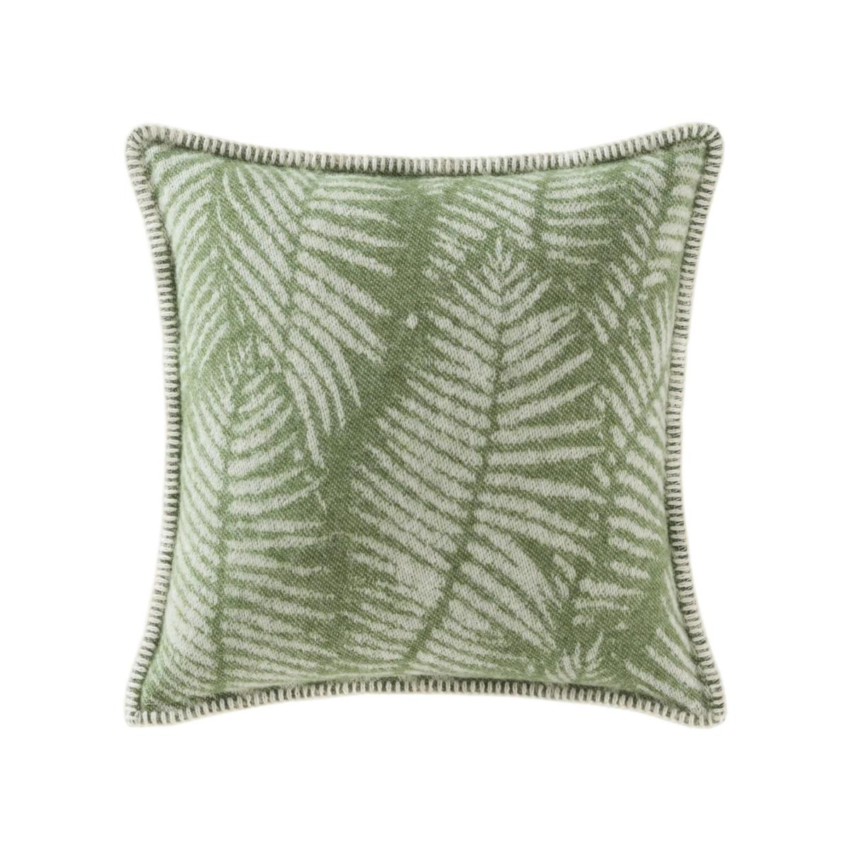 Green / White Mossy Green Fern Wool Cushion J. j.textile – image 2