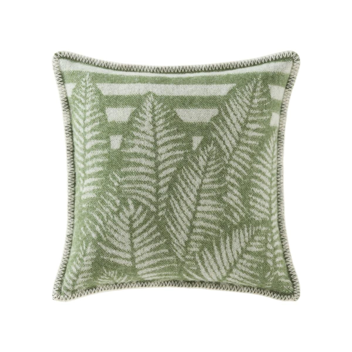 Green / White Mossy Green Fern Wool Cushion J. j.textile – image 3