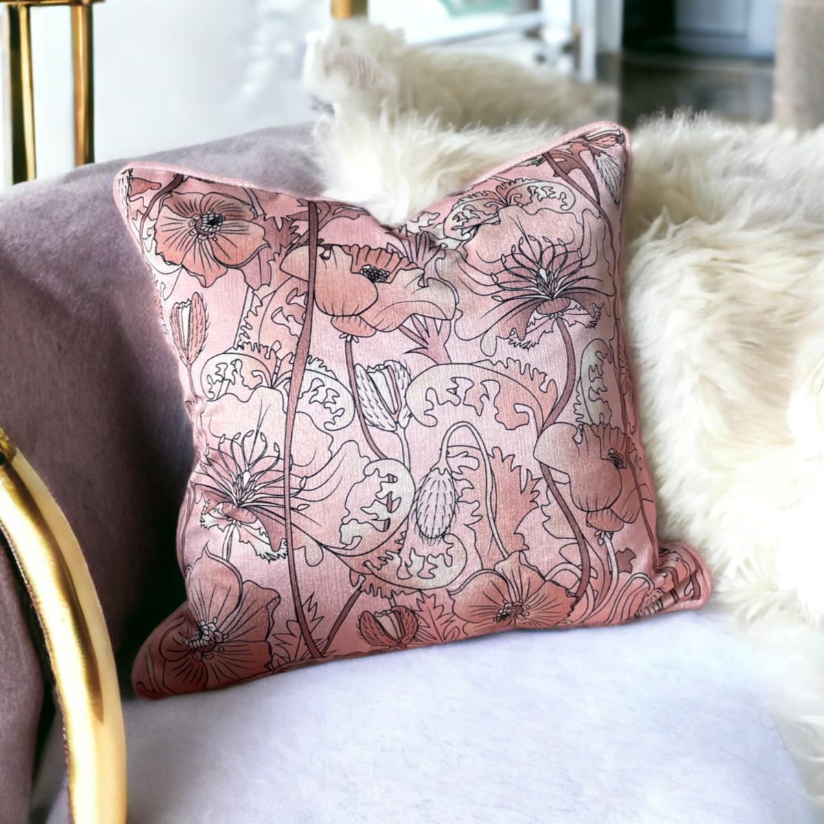 Pink / Purple Opium Blush Summer Velvet Cushion - Large The Curious Department – image 2