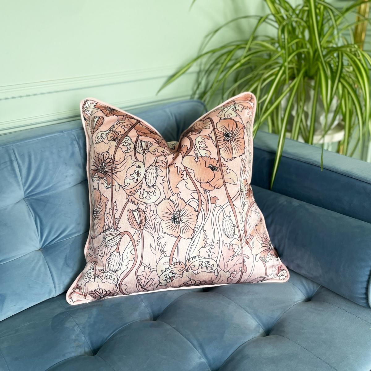 Pink / Purple Opium Blush Summer Velvet Cushion - Large The Curious Department – image 3