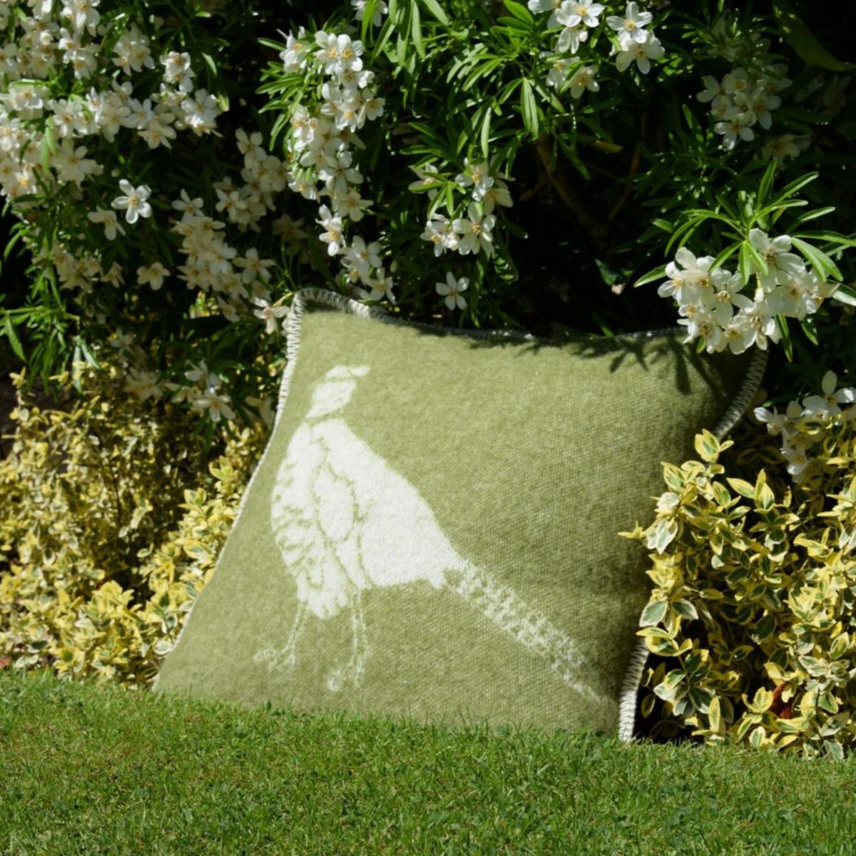 Green / White Pheasant Wool Cushion J. j.textile – image 7