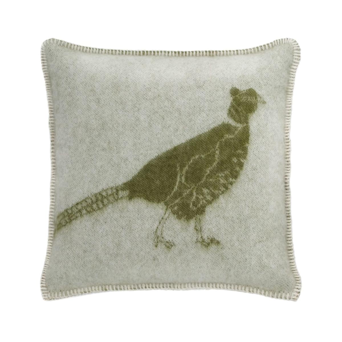 Green / White Pheasant Wool Cushion J. j.textile – image 8