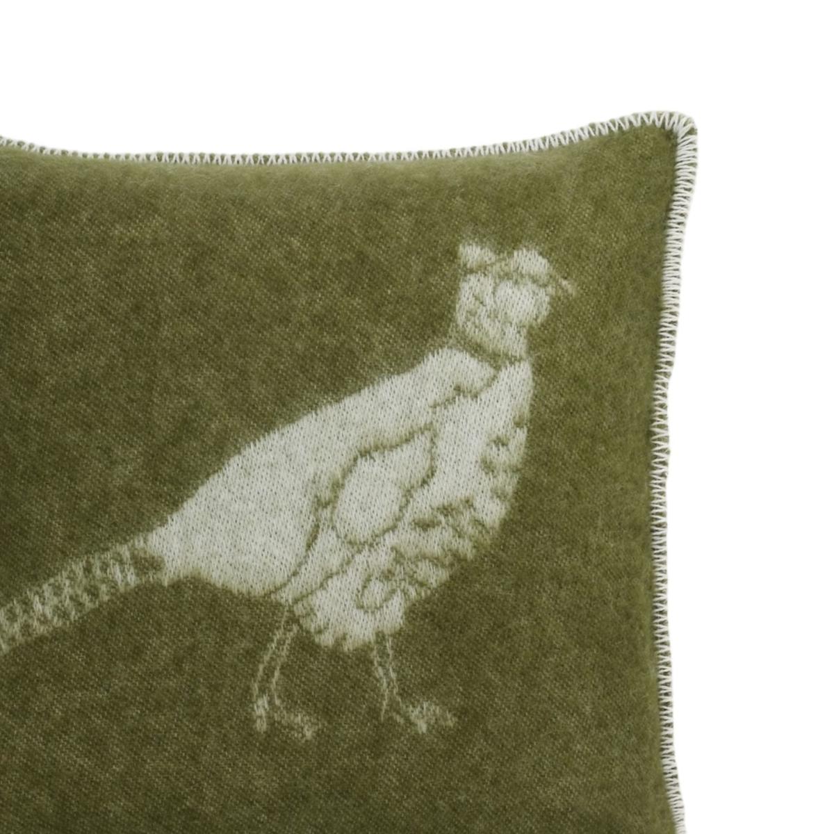Green / White Pheasant Wool Cushion J. j.textile – image 9