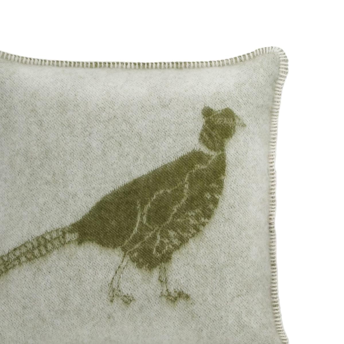 Green / White Pheasant Wool Cushion J. j.textile – image 10