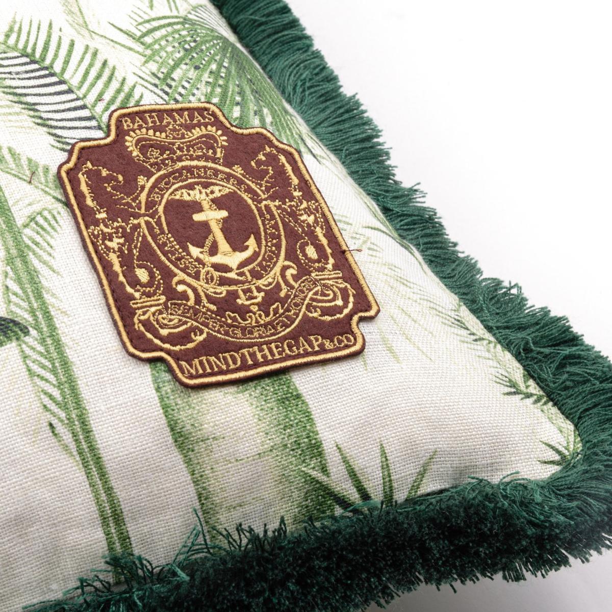 Green / White Palmera Cubana Linen Cushion By Mindthegap – image 3