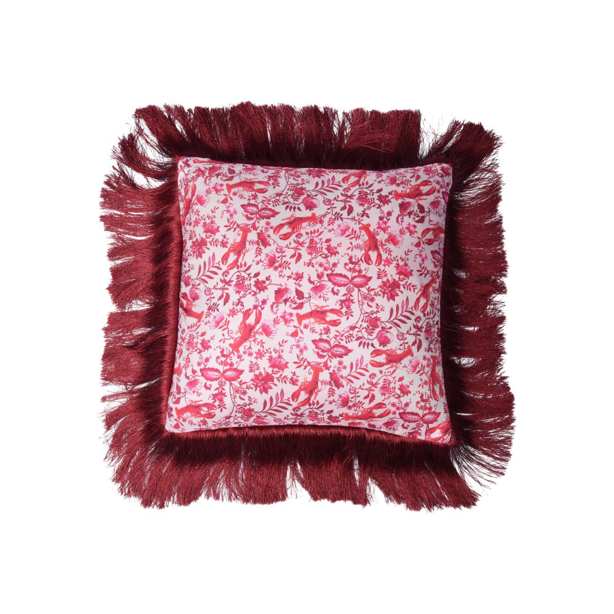 Pink / Purple Lobster Chintz Pink Silk Cushion Bivain