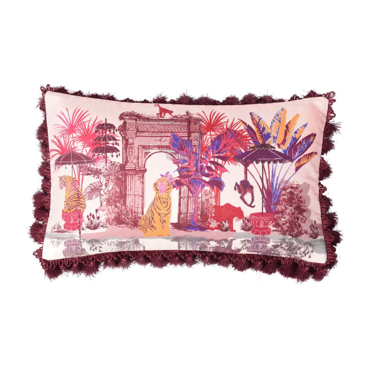 Monkey Temple Silk Cushion Bivain