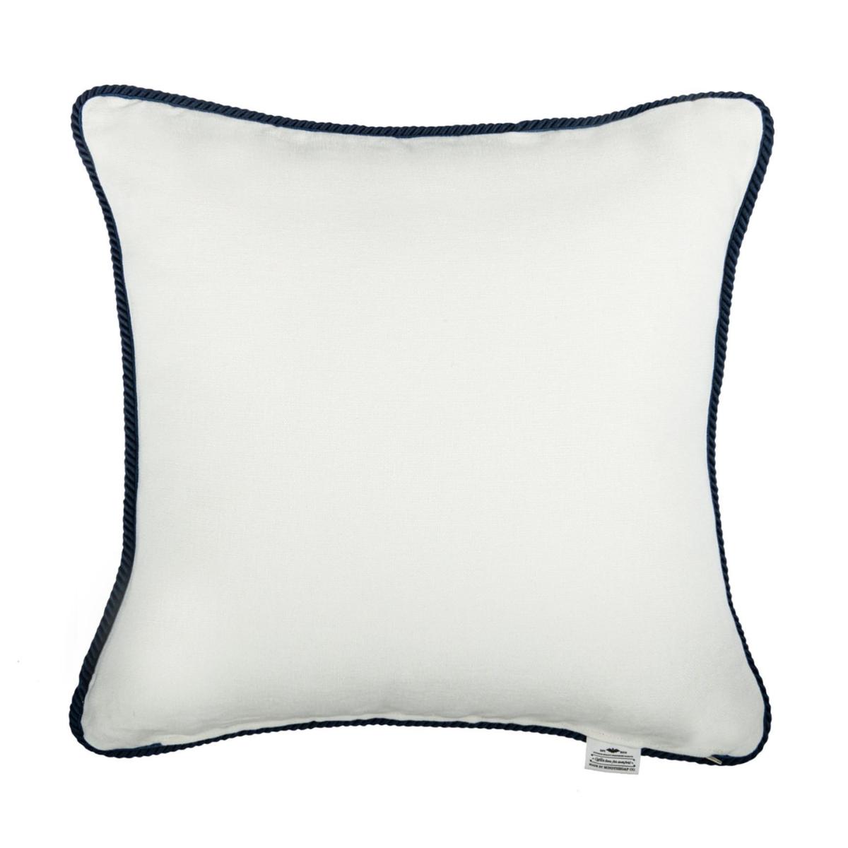 Blue / White Vintage Anchors Linen Embroidered Cushion By Mindthegap – image 2