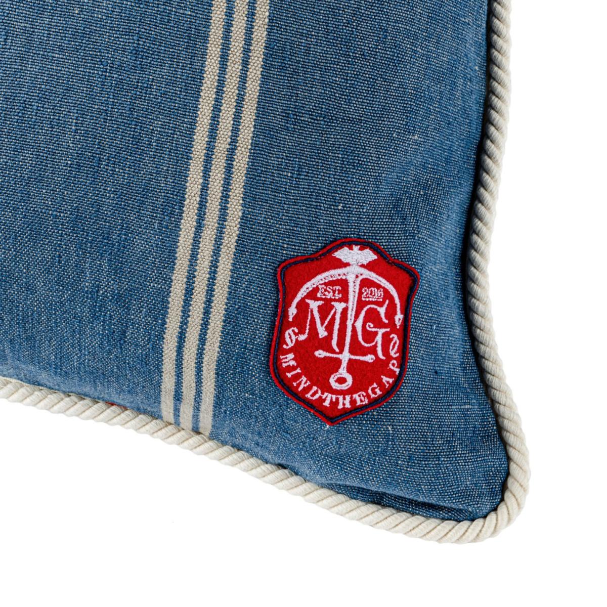 Neutrals / Blue Katalin Stripe Linen Square Cushion By Mindthegap – image 3