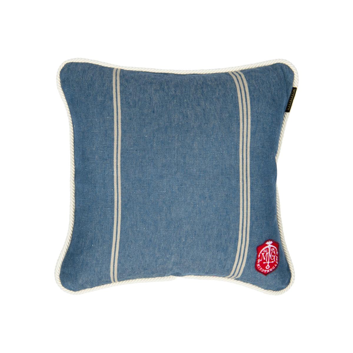 Neutrals / Blue Katalin Stripe Linen Square Cushion By Mindthegap – image 1