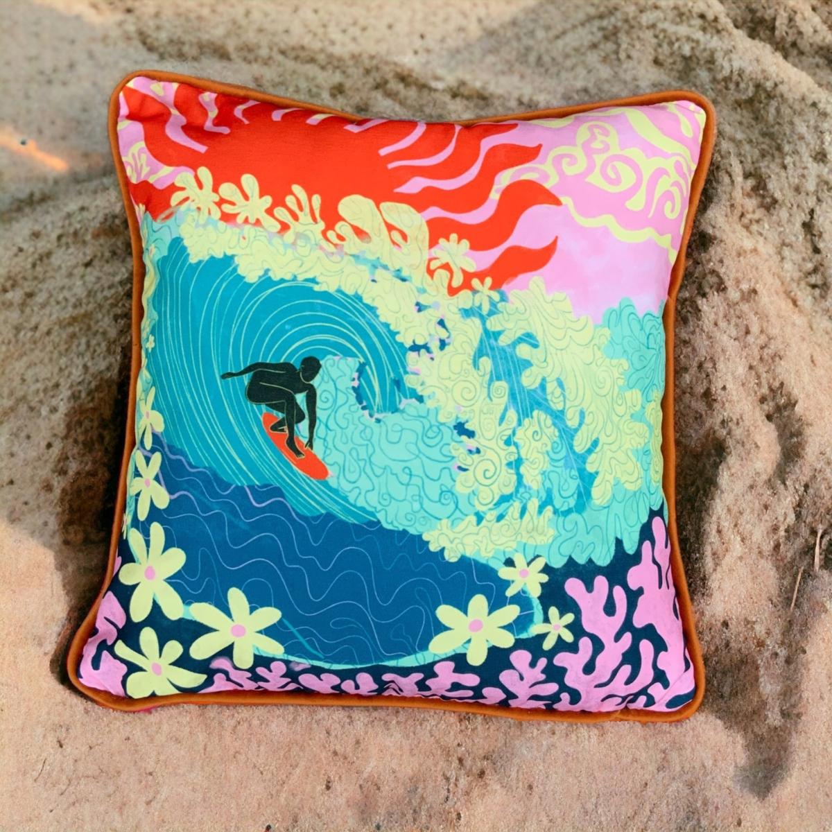 Blue 'The Longest Wave' Cushion One Size The Neighbourhood Threat – image 3