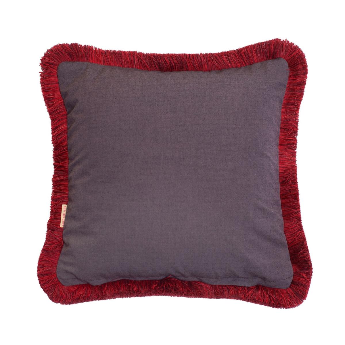 Brown / Pink / Purple Ruched Blush Bouquet Velvet Cushion Susi Bellamy – image 4