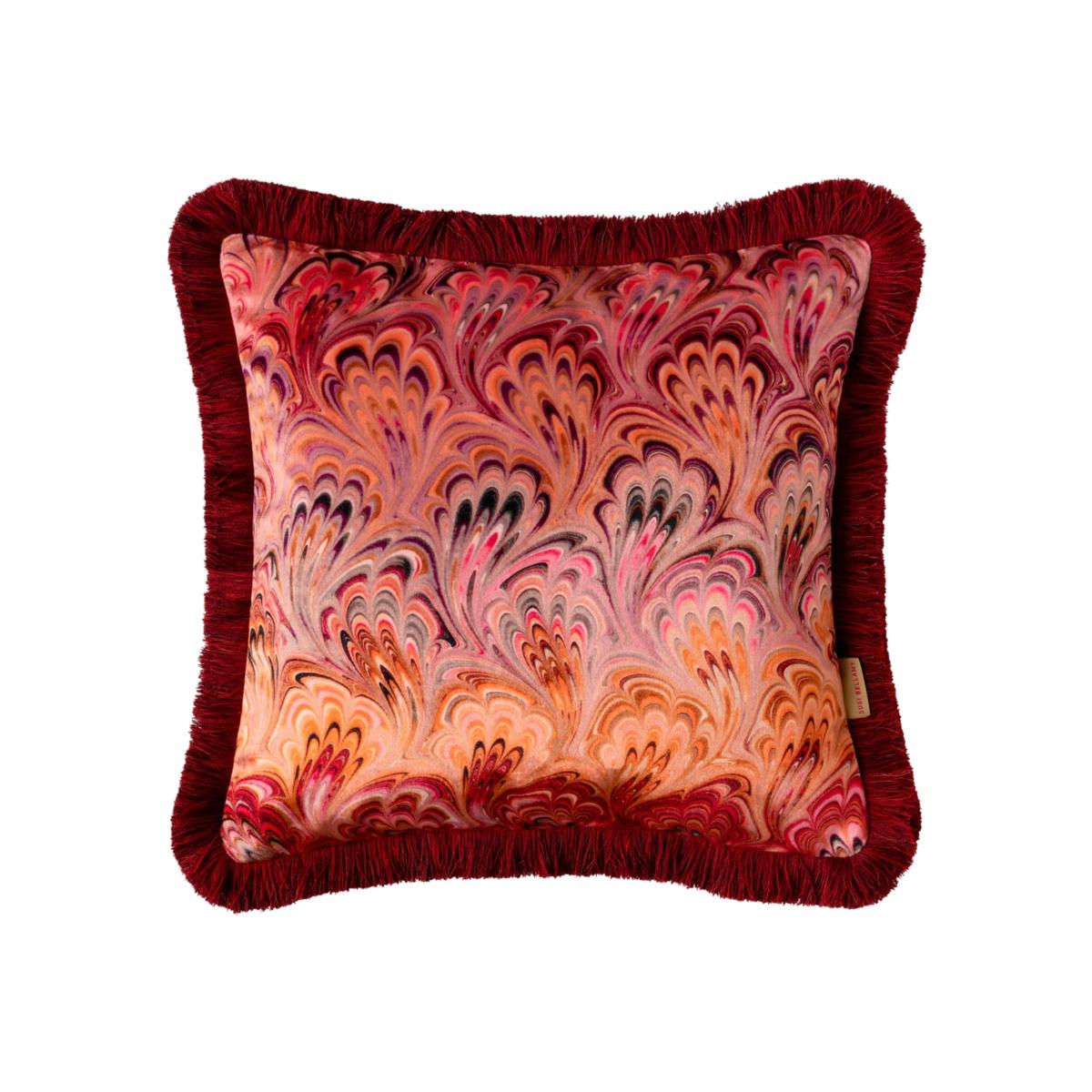 Brown / Pink / Purple Ruched Blush Bouquet Velvet Cushion Susi Bellamy – image 1