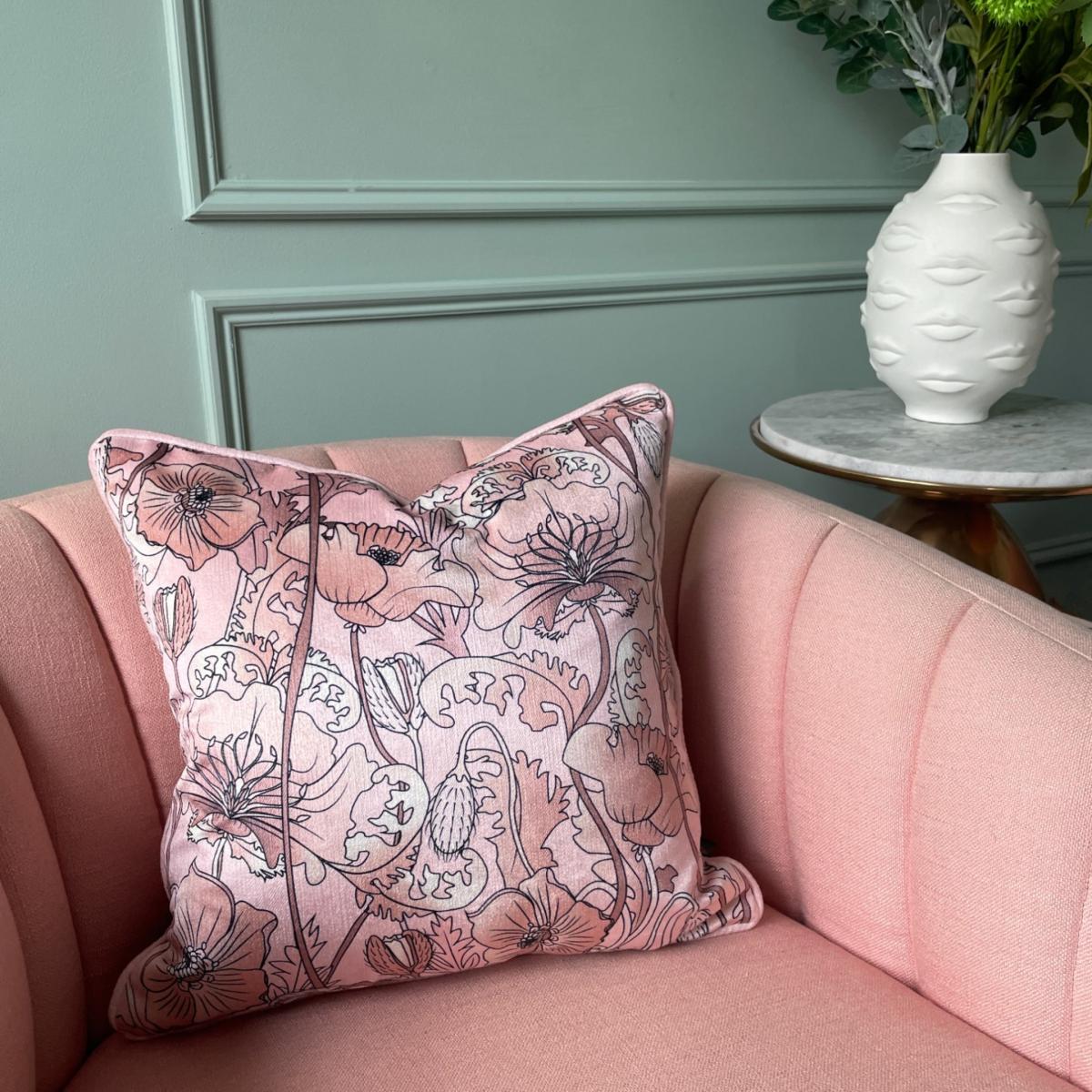 Pink / Purple Opium Blush Summer Velvet Cushion- Small The Curious Department – image 2