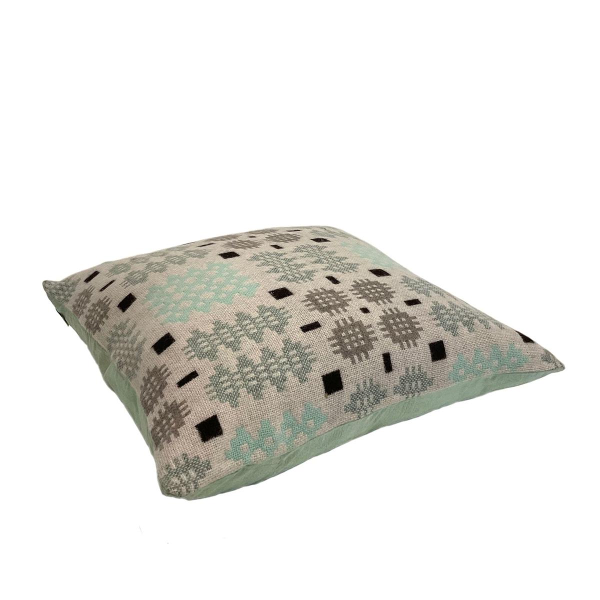 Caernarfon Mint Choc Square Cushion Majeda Clarke – image 2